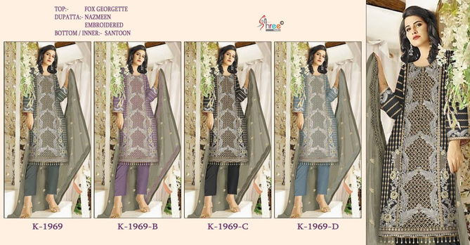 Shree K 1969 Faux Georgette Pakistani Suits Wholesale Market In Surat